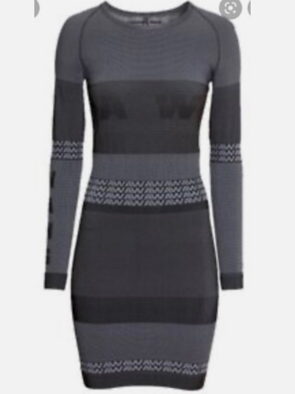 Alexander Wang x H&M black and grey bodycon long sleeve dress XS
